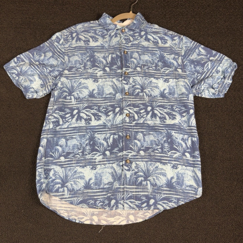 Tommy Bahama Hawaiian Palm Tree Print Shirt Rayon, Various Blue, Size S - Picture 1 of 5
